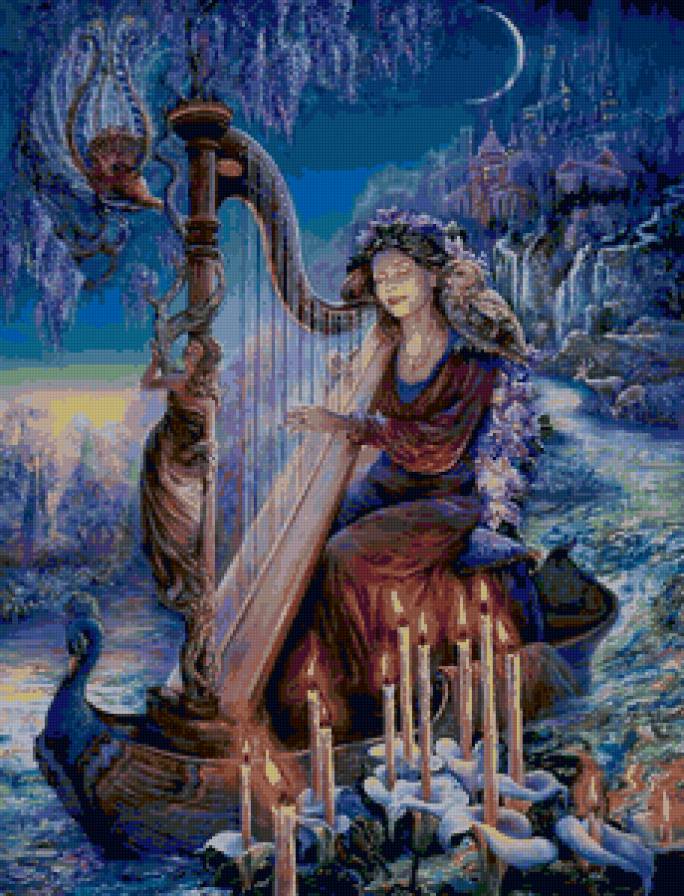 арфа - девушка, арфа, музыка - предпросмотр