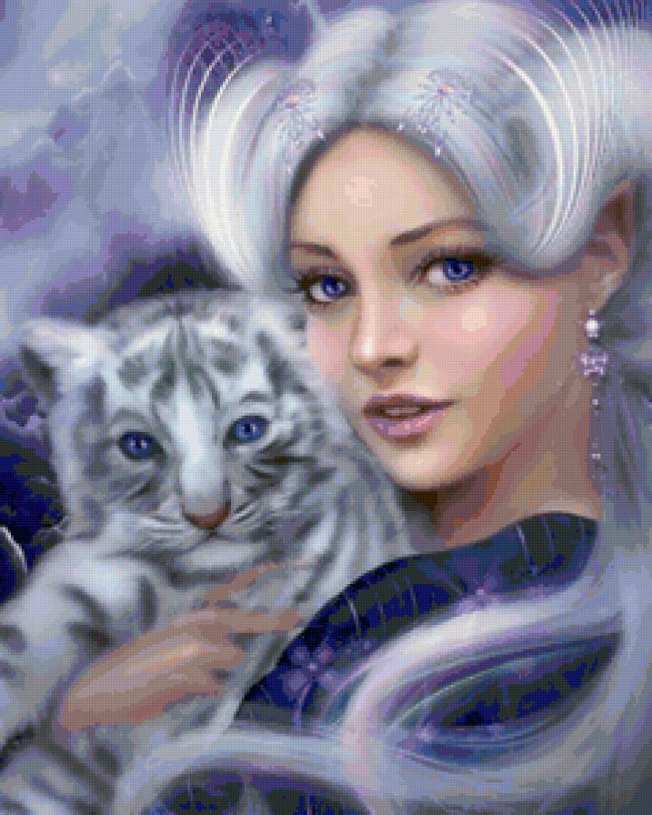 Д1 - кошка, девушка, портрет, тигр - предпросмотр