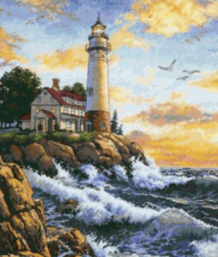 Маяк на берегу моря) - море, маяк - предпросмотр