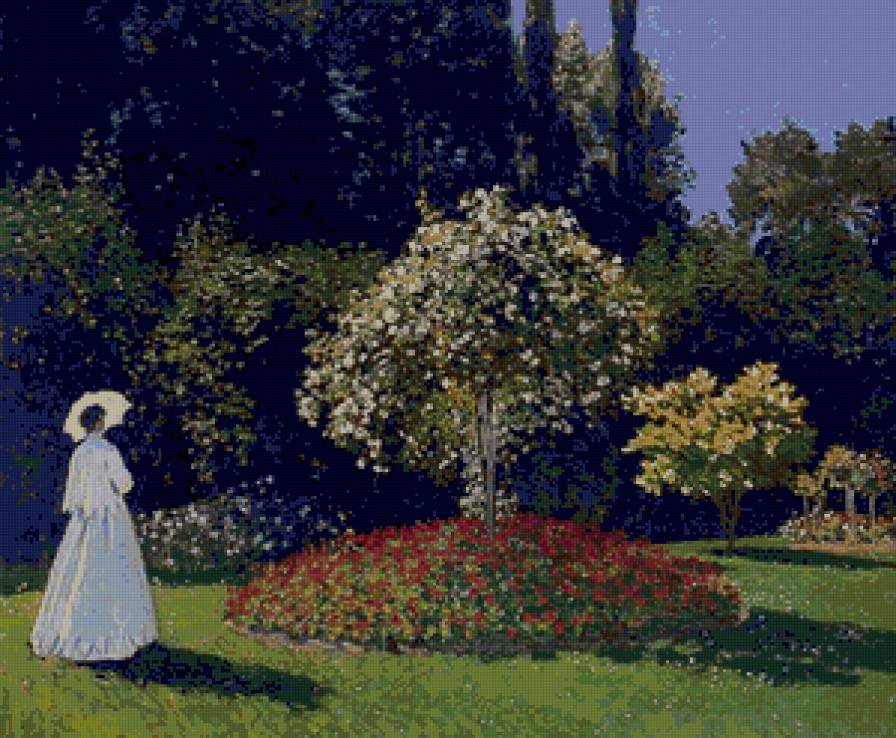 Пейзаж Клода Мане - пейзаж, девушка, картина - предпросмотр