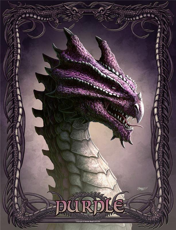 Пурпурный Дракон - легенда, фэнтези, картина, живопись, драконы, животные, миф - оригинал