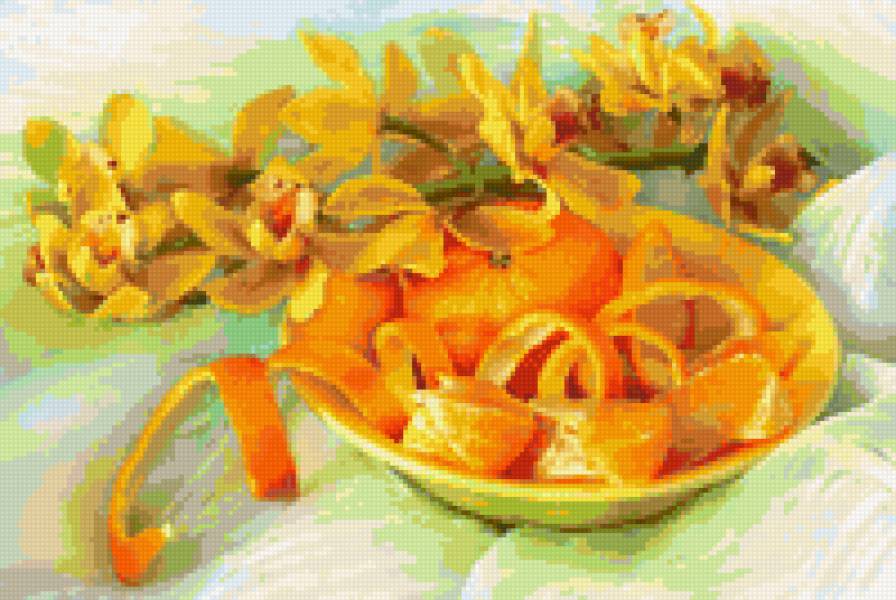 апельсин - цветы, натюрморт, фрукты, кухня - предпросмотр