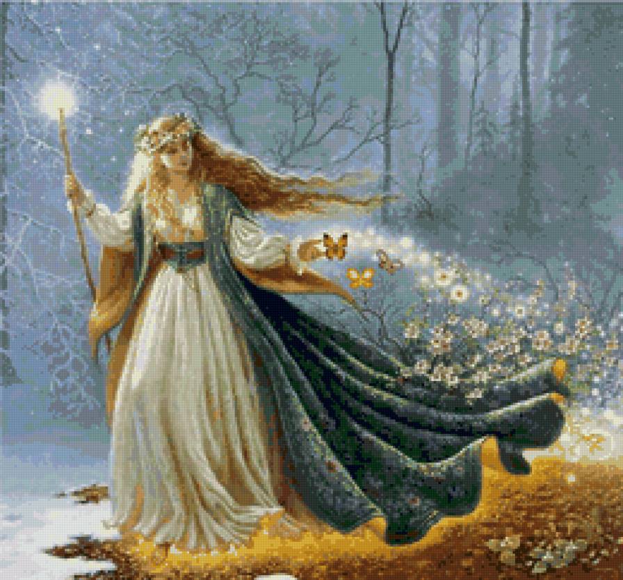 Лесная фея - бабочки, фэнтези, лес, фея - предпросмотр