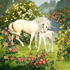 Схема вышивки «Семья единорогов»