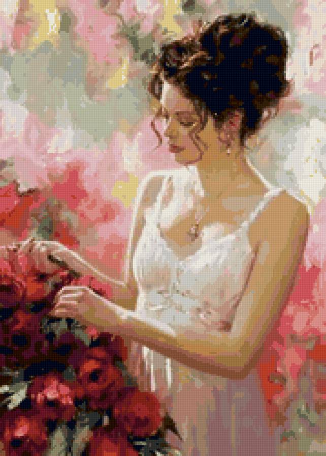 пионы - пионы, девушка, раннее утро - предпросмотр