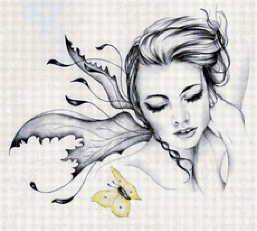 Девушка и бабочки - красота, бабочка, девушка - предпросмотр