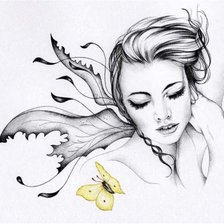 Схема вышивки «Девушка и бабочки»