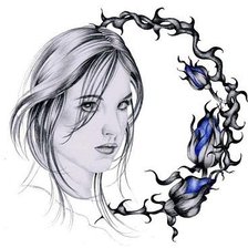 Схема вышивки «Девушка и цветы»