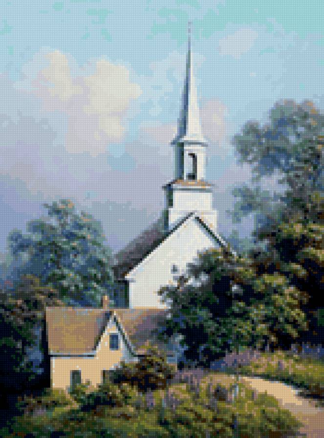 пейзаж - пейзаж, природа, деревня. храм - предпросмотр