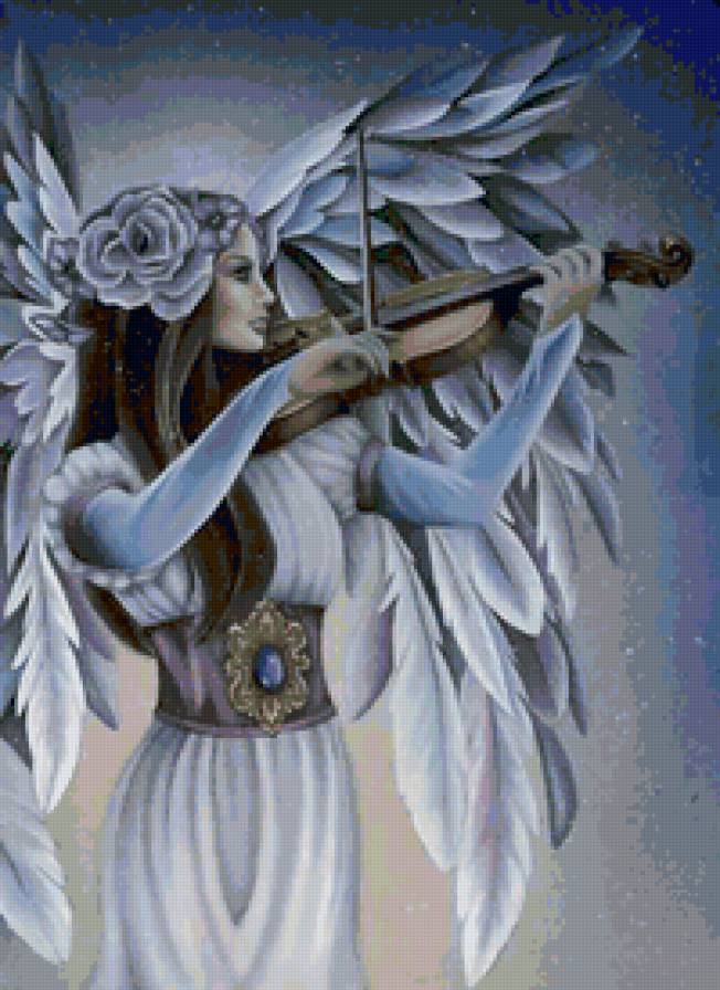 Скрипачка - скрипка, искусство, девушка, музыка, зима, снег - предпросмотр