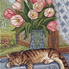 Схема вышивки «Кошка на окне»