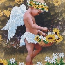 Схема вышивки «Ангелок и подсолнухи»