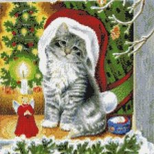 Схема вышивки «Котенок в колпачке»