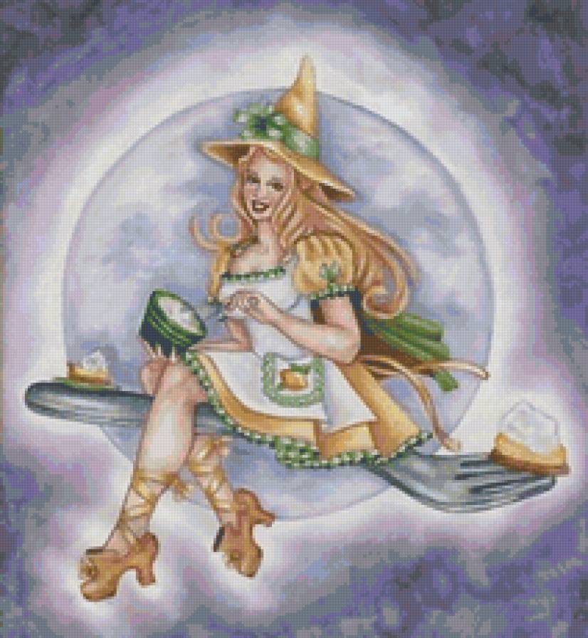 Ведьмочка - нимфа, фея, фэнтези, ведьма, еда, вилка - предпросмотр