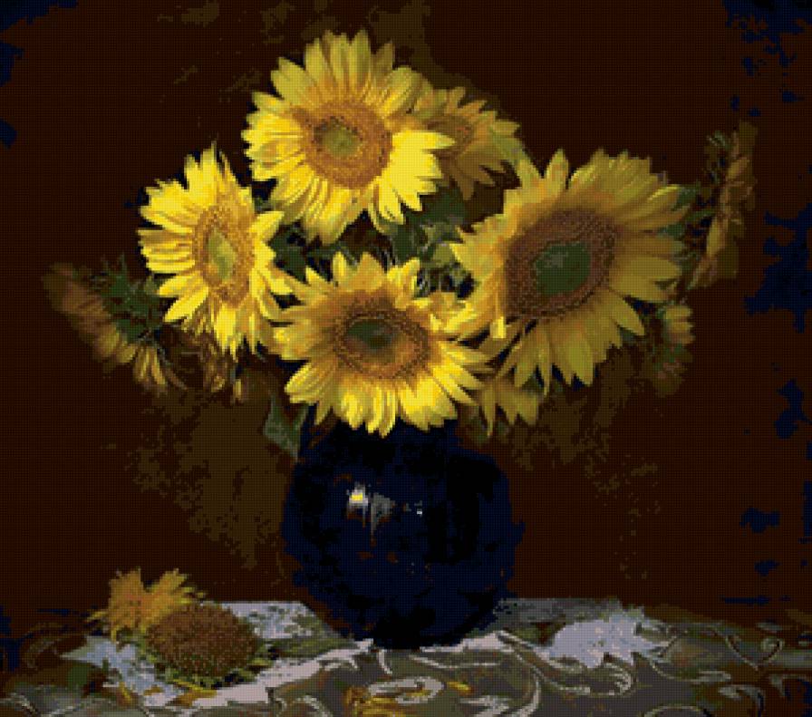 подсолнухи - цветы, букет, натюрморт, подсолнухи - предпросмотр