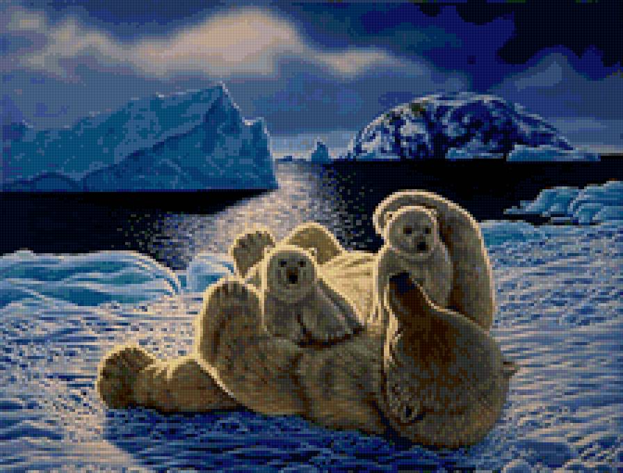 Большая медведица - хищник, животные, медведь, медвежонок, зима, мама - предпросмотр