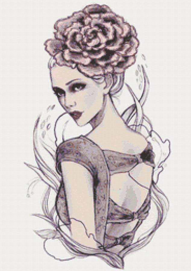 Девушка-цветок - цветок, цветы, девушка, спина - предпросмотр