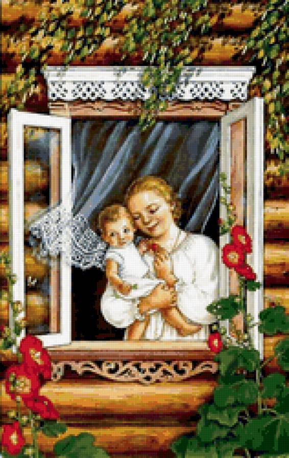 Мама и малыш - младенец, окно, нежность, ребенок, мама - предпросмотр