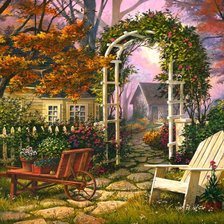 Схема вышивки «дом в лесу»