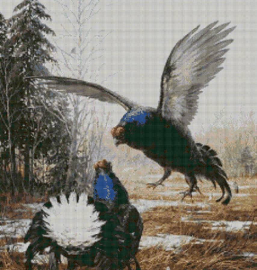 №71417 - пейзаж, животные, птицы - предпросмотр