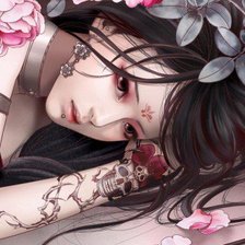 Схема вышивки «девушка с цветами»