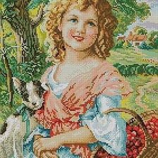 Схема вышивки «Девочка с лукошком»