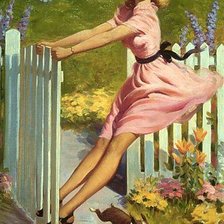 Схема вышивки «девушка в розовом»