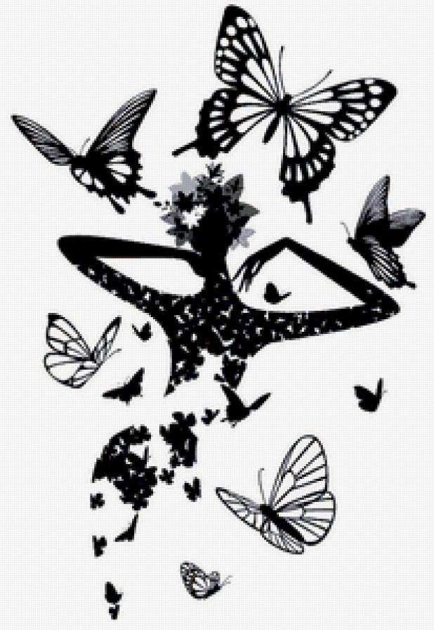 девушка - картина, черно-белое, силует, образ - предпросмотр