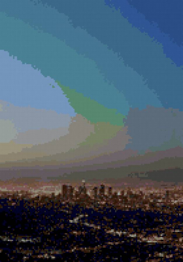 Городской пейзаж - небо, город, мегаполис, красиво, стиль - предпросмотр