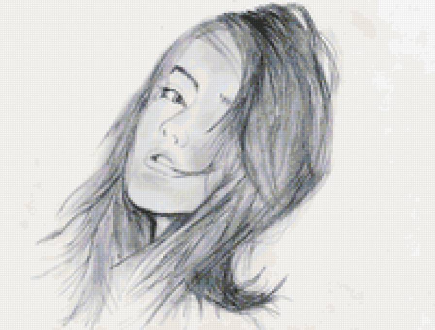 Девушка - лицо, графика, девушка - предпросмотр