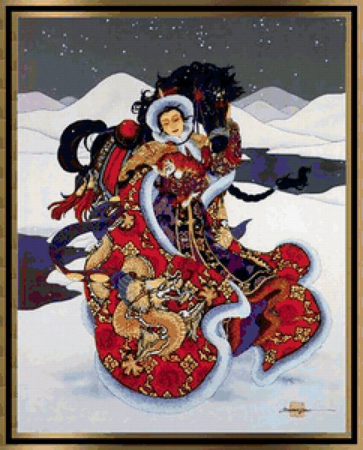 №72827 - люди, конь, кони, китайская живопись - предпросмотр