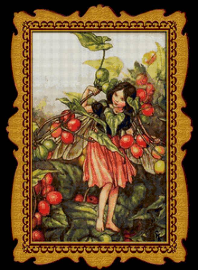 №72850 - девочка, картина, фэнтези, феи, эльфы, дети, ягоды - предпросмотр