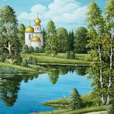 Схема вышивки «храм у реки»