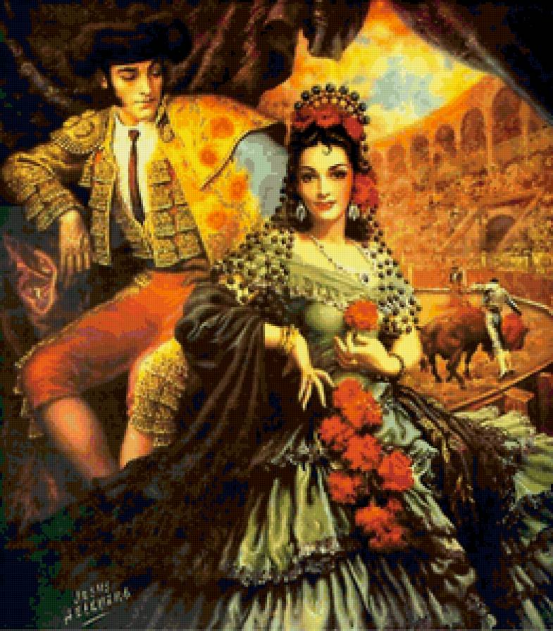 Художник Jesus Helguera - девушка, испания, мужчина, любовь - предпросмотр