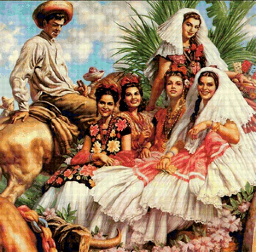 Художник Jesus Helguera - девушка, испания, этно - предпросмотр