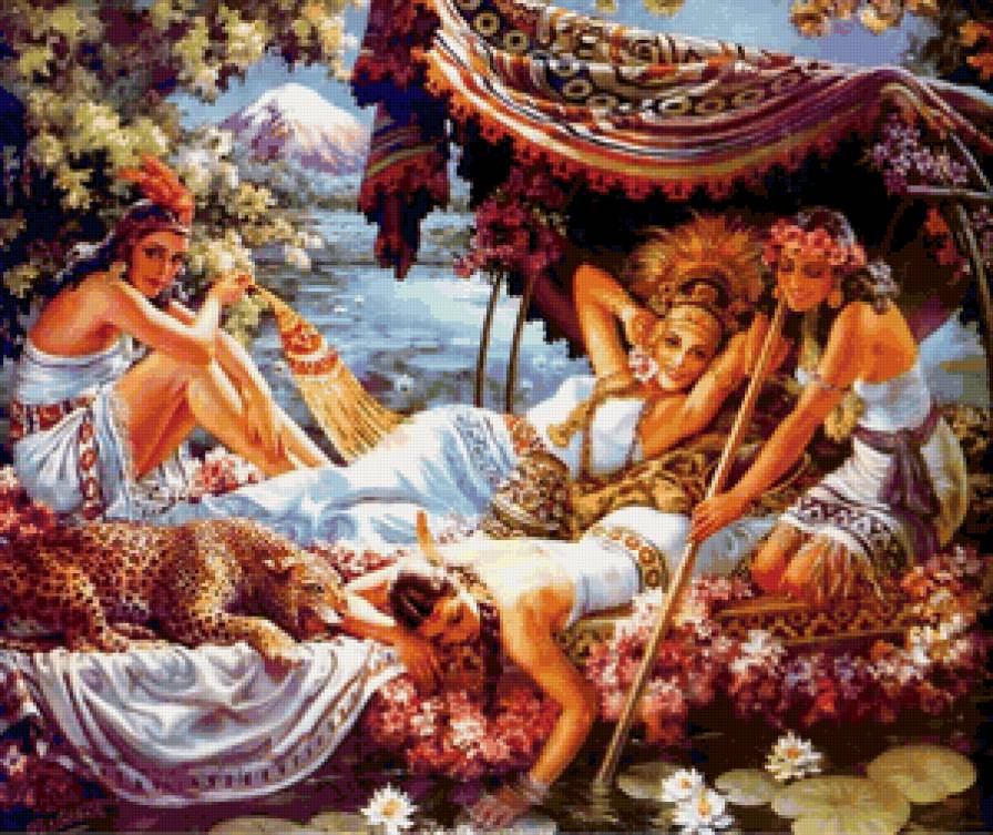 Художник Jesus Helguera - этно, девушка, красота, леопард - предпросмотр