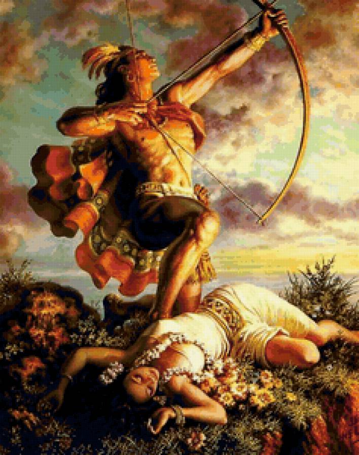 Художник Jesus Helguera - девушка, любовь, двое, мужчина, этно, сюжет - предпросмотр