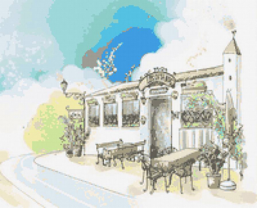 нежная акварель - улица, дом, нежная акварель, город, городской пейзаж, особняк - предпросмотр