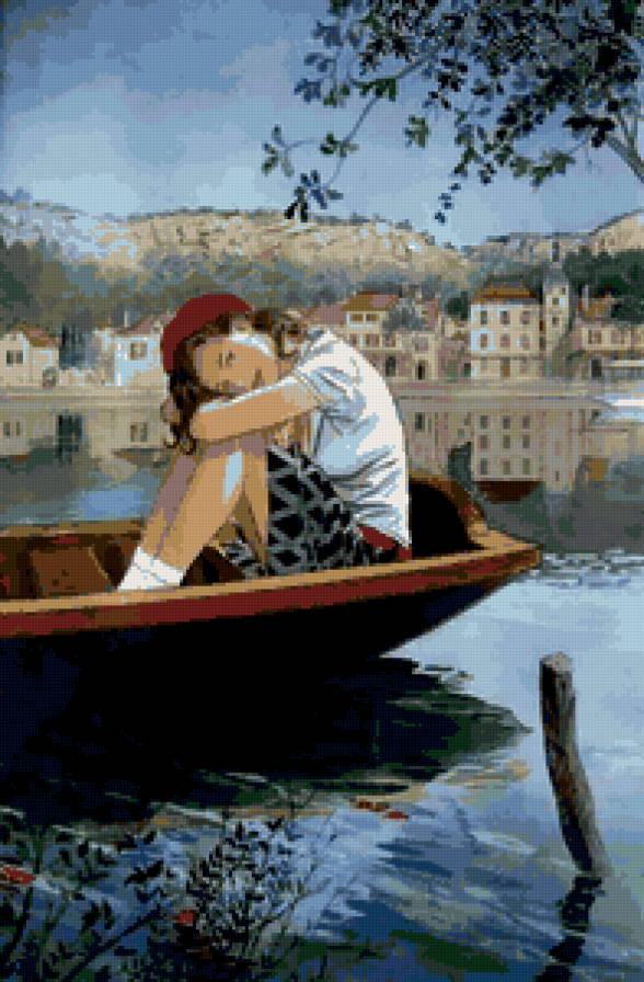 Серия "В французском стиле" - пейзаж, девушка, река - предпросмотр