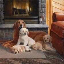 Схема вышивки «Семья у камина»