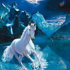 Схема вышивки «Конь в лунном свете»