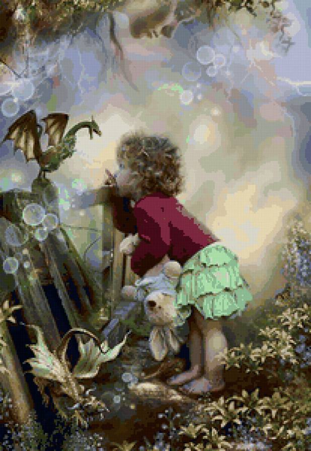 №73605 - дети, фэнтези, дракончики, девочка - предпросмотр