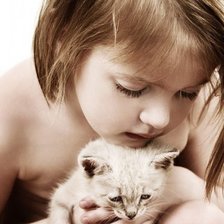 Схема вышивки «девочка с котенком»