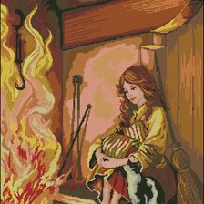 Схема вышивки «девочка у костра»