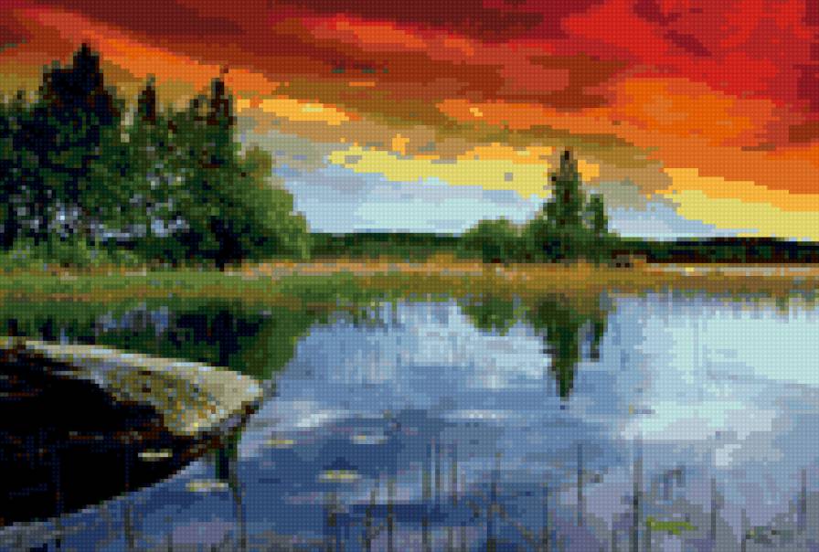 закат на озере - предпросмотр