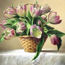 Схема вышивки «тюльпаны в вазе»