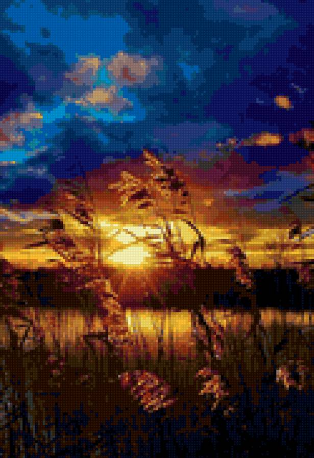 закат на озере - предпросмотр