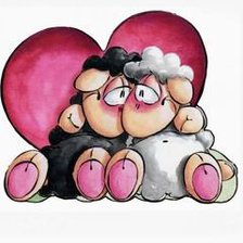 Схема вышивки «Влюбленные овечки»