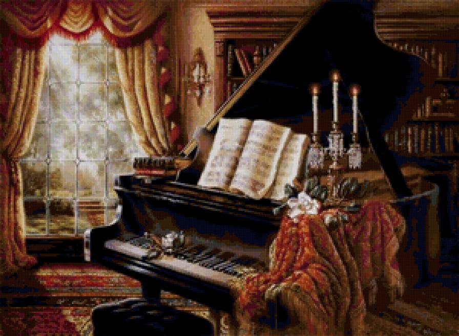 Старый рояль - рояль, искусство, музыка, цветы - предпросмотр