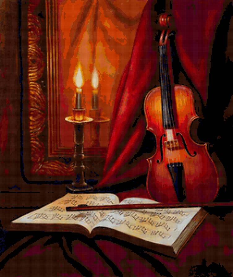 Скрипка и свеча - свеча, искусство, музыка, скрипка - предпросмотр